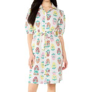 DRAPER JAMES RSVP Short Sleeve Eyelet Shirt Dress White Floral New with Tags